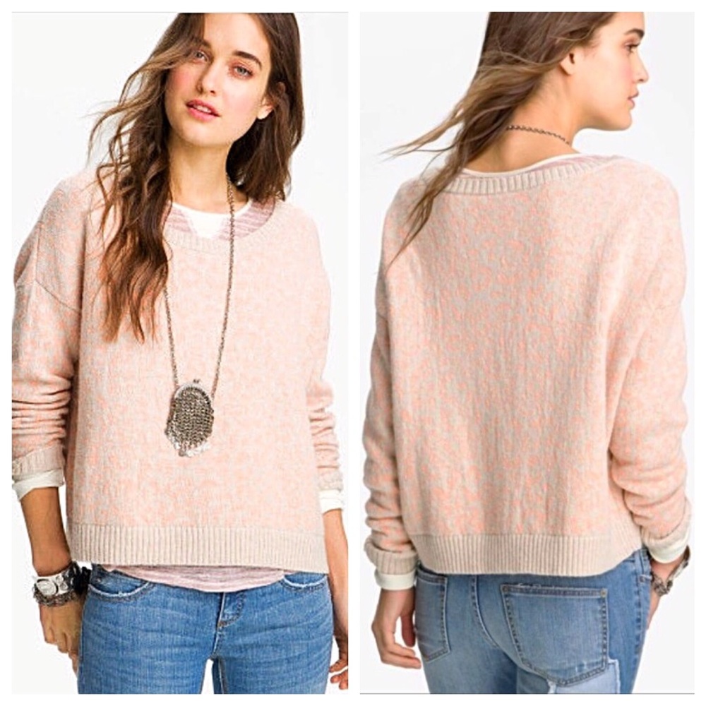 ★ Free People LS boxy animal print sweater SMALL